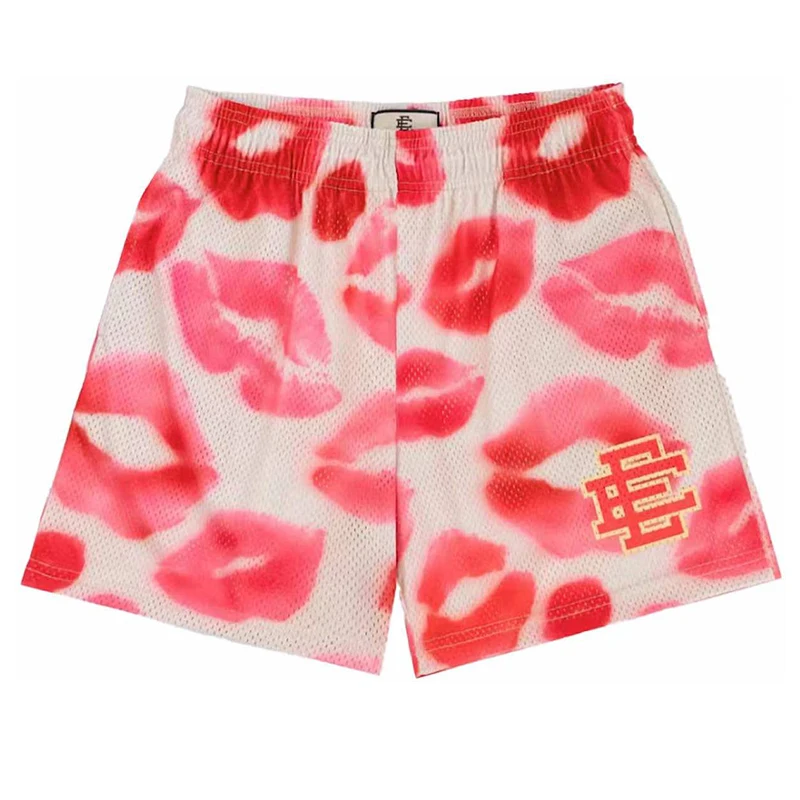 2024 New Summer Eric Emanuel EE Basic Mesh Short Classic Floral Printed Gym Shorts Men\'s Gym Basketball Sports Beach Shorts