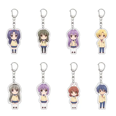 55 MILLIMETRI Anime CLANNAD Portachiavi Okazaki Tomoya/Nagisa Furukawa/Okazaki Ushio Portachiavi Acrilico Modello Piastra Regali Di Natale