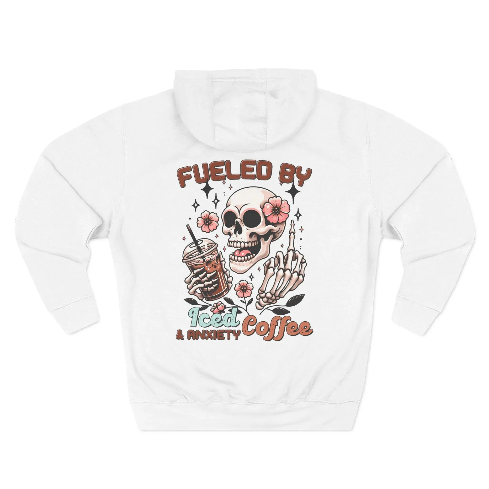 

Skull and Iced Coffee Print Cotton Hoodie Comfortable and Cool Sweatshirt for Casual Occasions Stylish Sweatshirt for Daily Wear