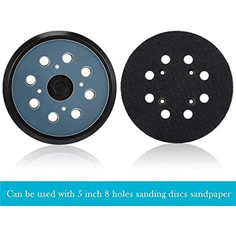 2Pcs 8 Holes 125Mm Hook Loop Sanding Backing Pad For  Orbital Sander Disk Discs Porter Cable Backup Stick On Pad-ABGL