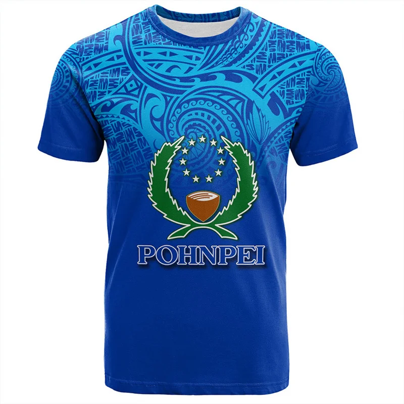 Pohnpei Micronesia 3D Printed T Shirt Men Women Graphic Tshirt Fashion Short Sleeves Male Clothes Tops Oversized Tee Shirts