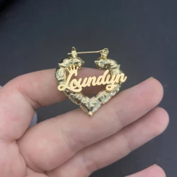 Pendientes de bambú personalizados con nombre y corazón para niñas y niños, aretes de aro antialérgicos con letras y nombre, 30mm