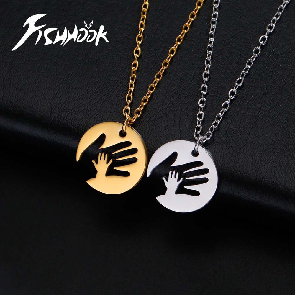 Baby Hand Necklace Mother Kid Child Chain Family Mom Gift for Woman Men Stainless Steel Pendant Jewelry Design Fashion Trend