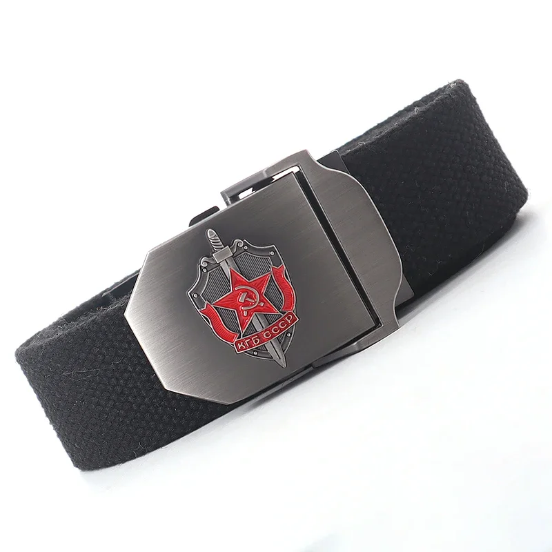 New Canvas Outdoor Tactical Army Belt 3D Soviet National Emblem Metal Buckle Unisex Jeans Belt for Men Military Belts Male Strap