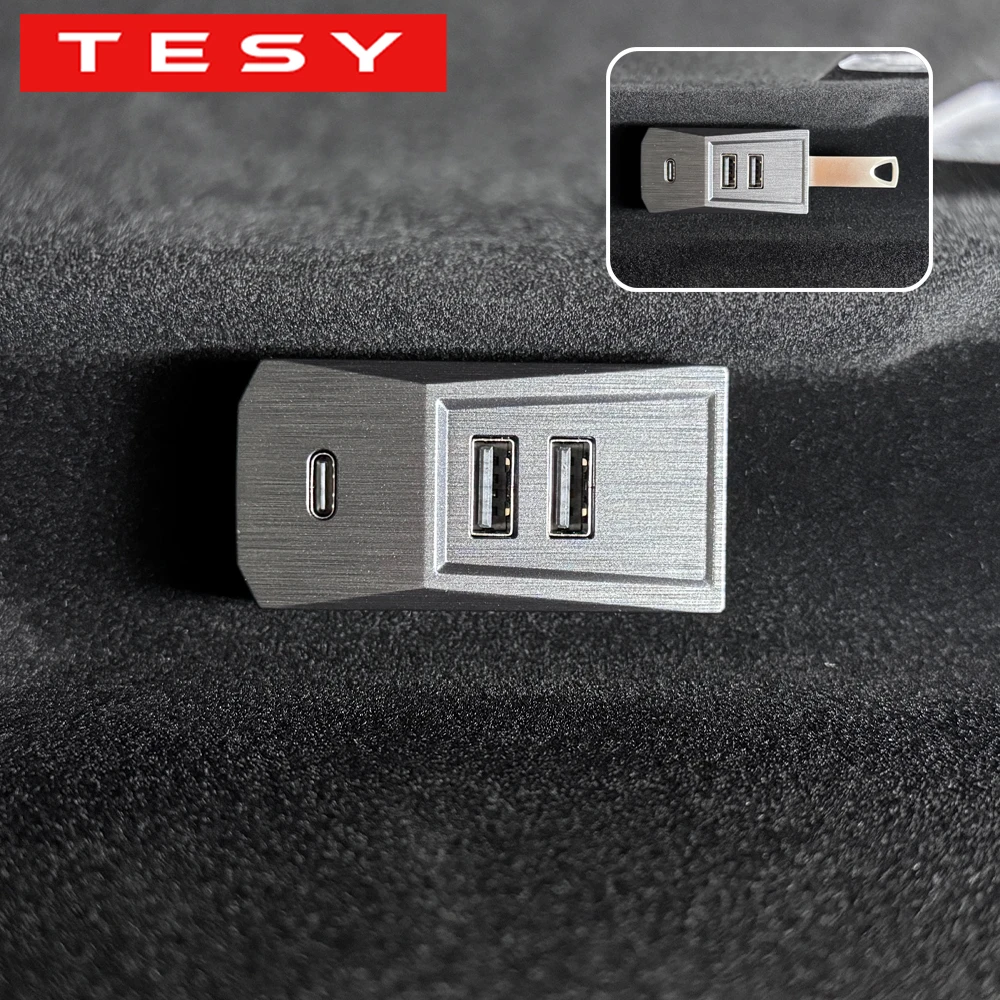 TESY Glovebox USB Hub For Tesla Model YL Y Juniper Launch Model 3 Highland Type-C Port Digital Splitter Docking Station
