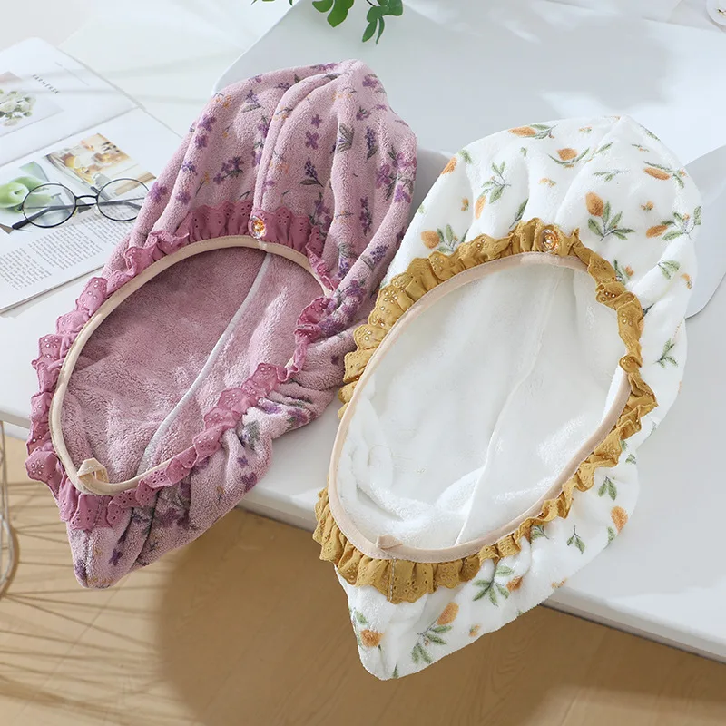 New Coral Fleece Hair Drying Cap – Class A, Women’s Absorbent and Quick-Drying, Cute Instagram-Trendy Bath Cap Hair Drying Towel