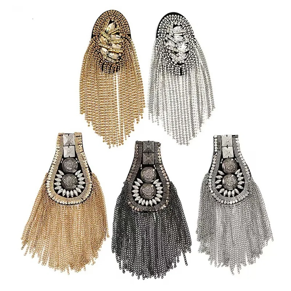 Premium Handmade Diamond Beaded Tassel Shoulder Boards Fashionable Suit Accessory Decorative Brooches For Diy Garment Decoration