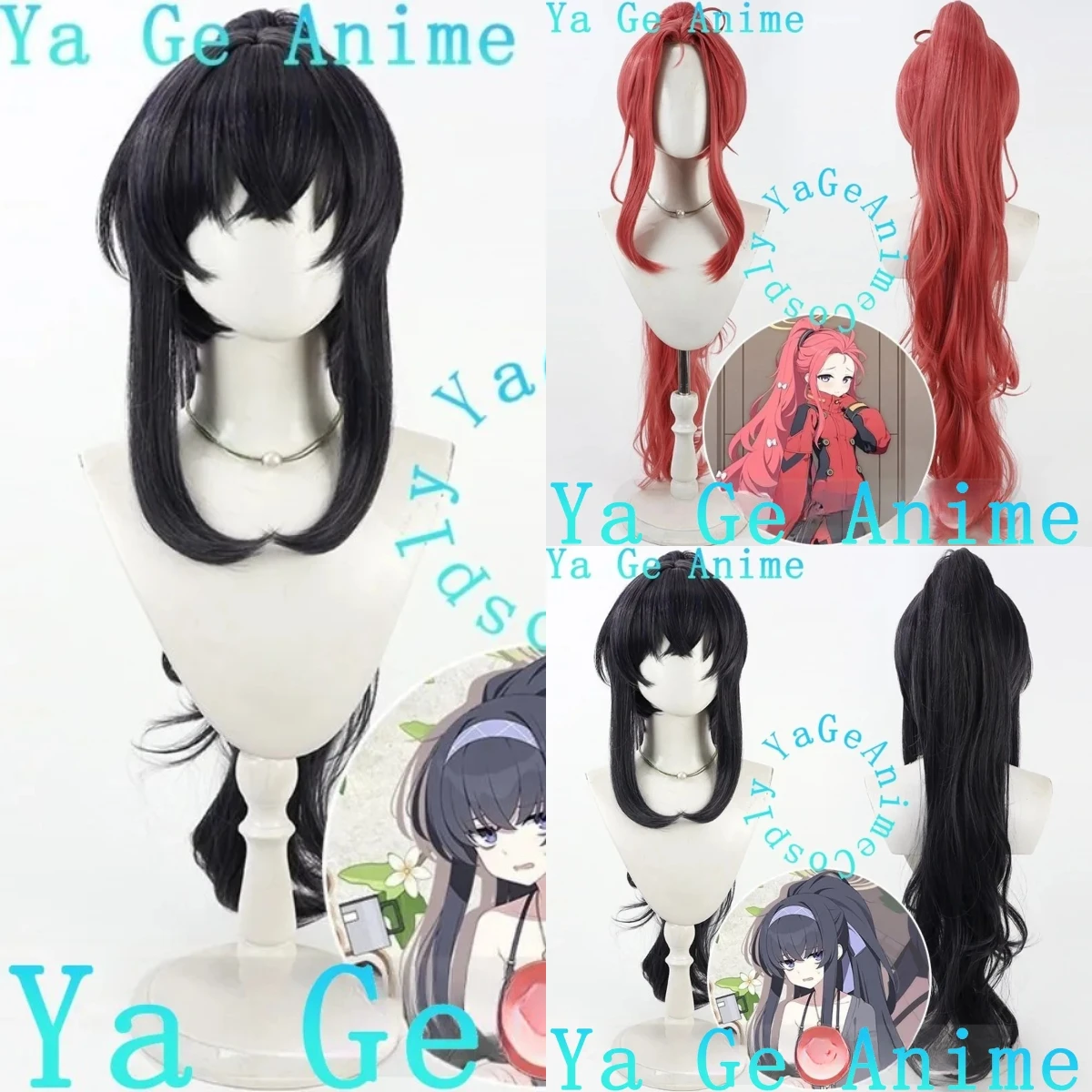 

Ya Ge Anime Store BA Gaming Girl Twin Tails Adjustable Cap Size School Uniform Match Realistic Yuzu Synthetic Wigs