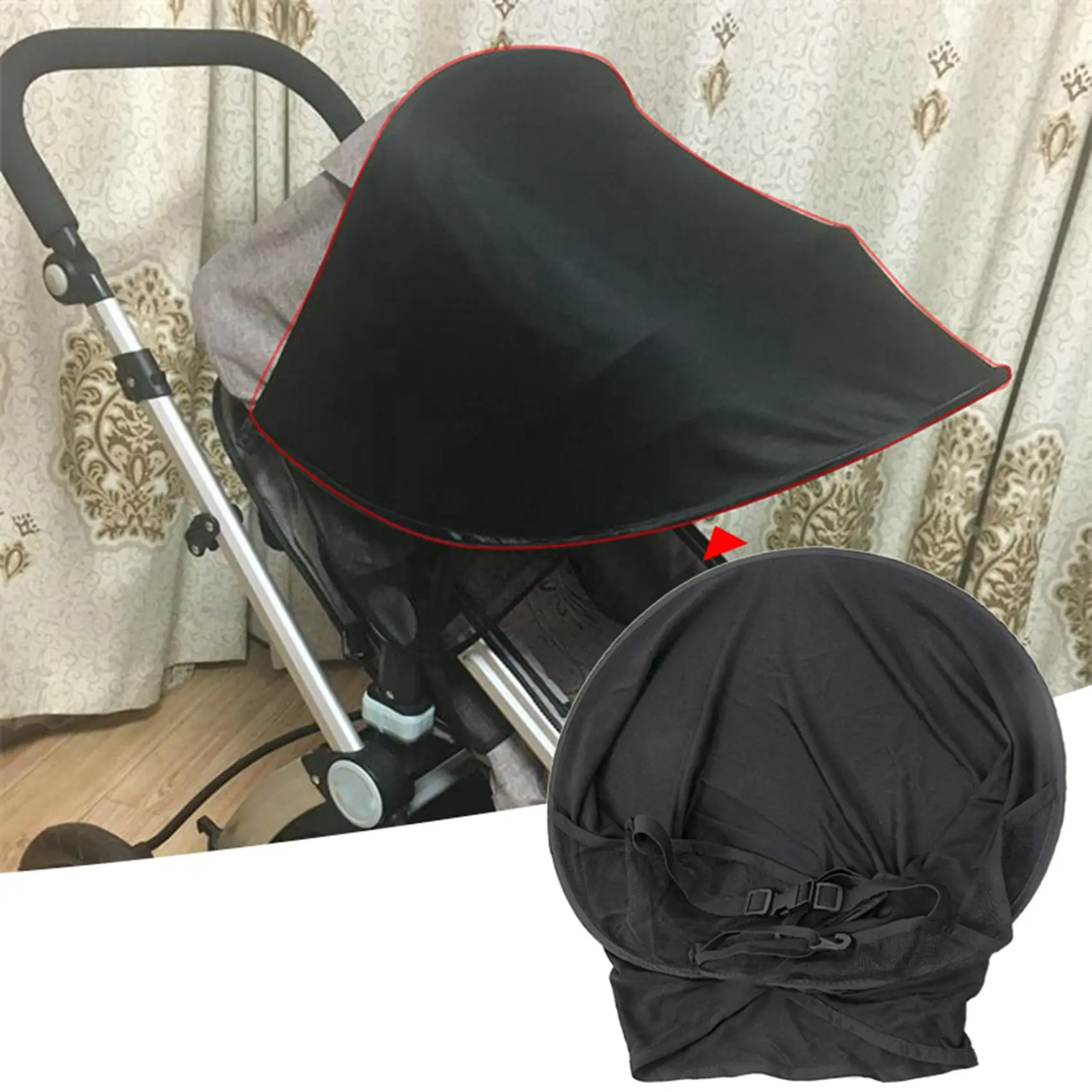 

XX-2X Baby Stroller Sun Visor Carriage Sun Shade Canopy Cover Black