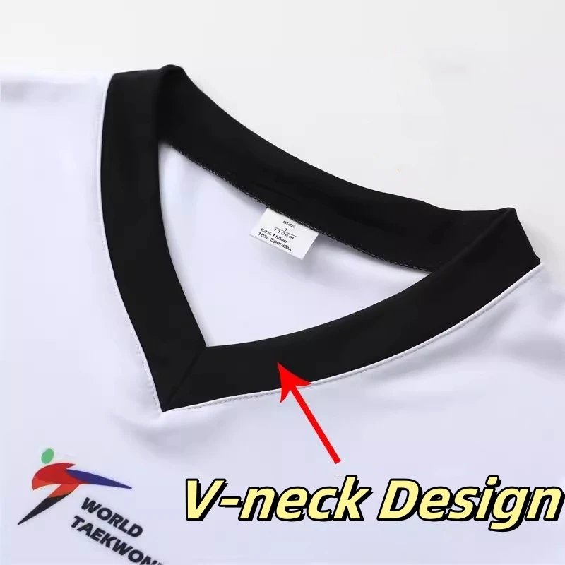 2026 New WTF Taekwondo Uniform for Kids Adult White Black Collar Dobok Stretchable Fabric Quick-dry Customizable Print Name Flag - view 2