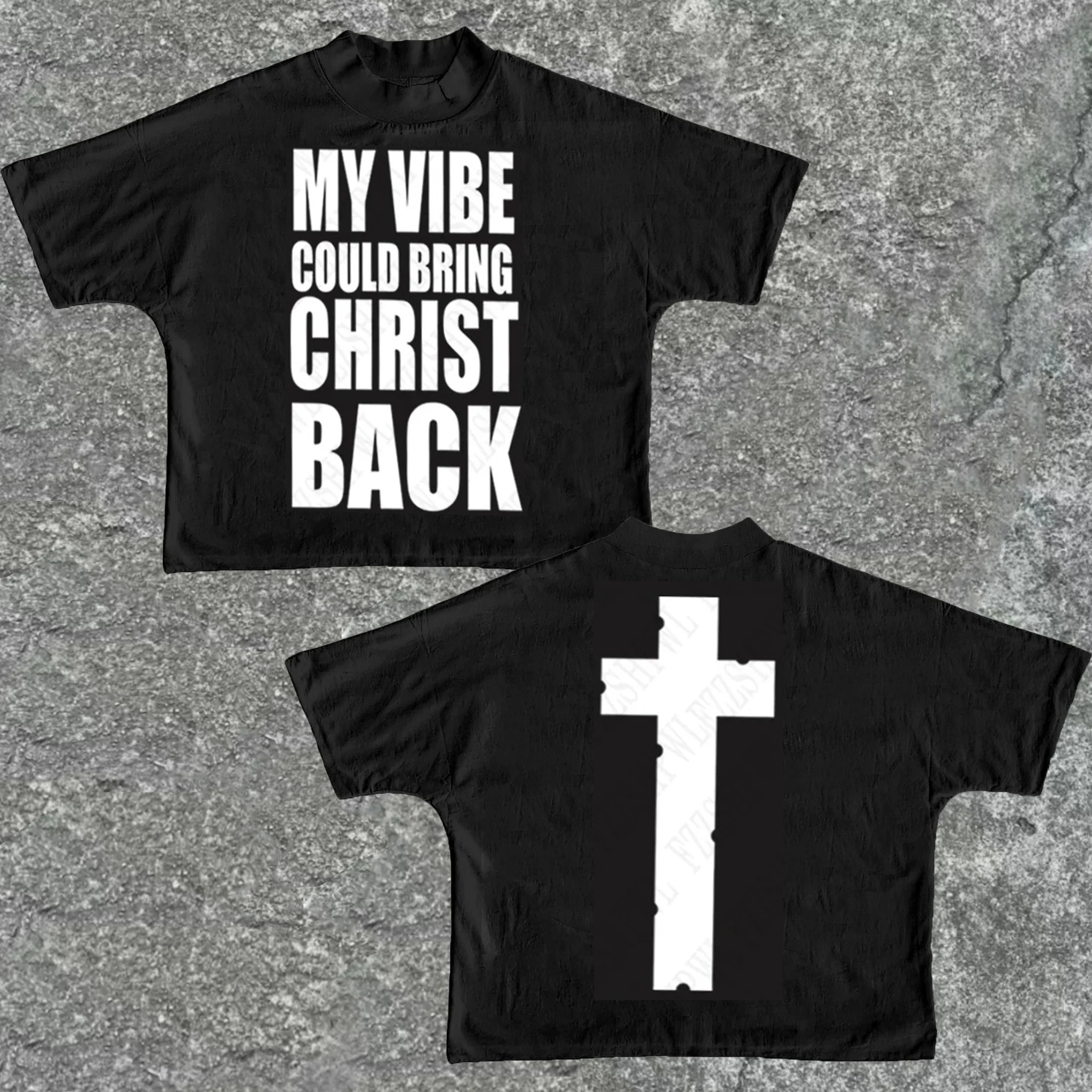 

Retro Double-sided Letter Pattern Short sleeved T-shirt Versatile Urban Y2K Top Rock Gothic Aesthetic Punk Casual Men Women Tops