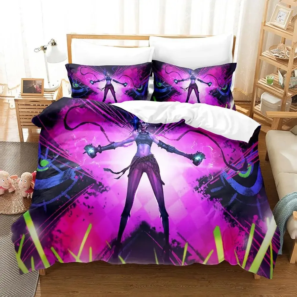 

Новый комплект постельного белья Jinx Lol Single Twin Full Queen King Size, комплект постельного белья для взрослых и детей, пододеяльник для спальни, комплект простыней с 3D аниме