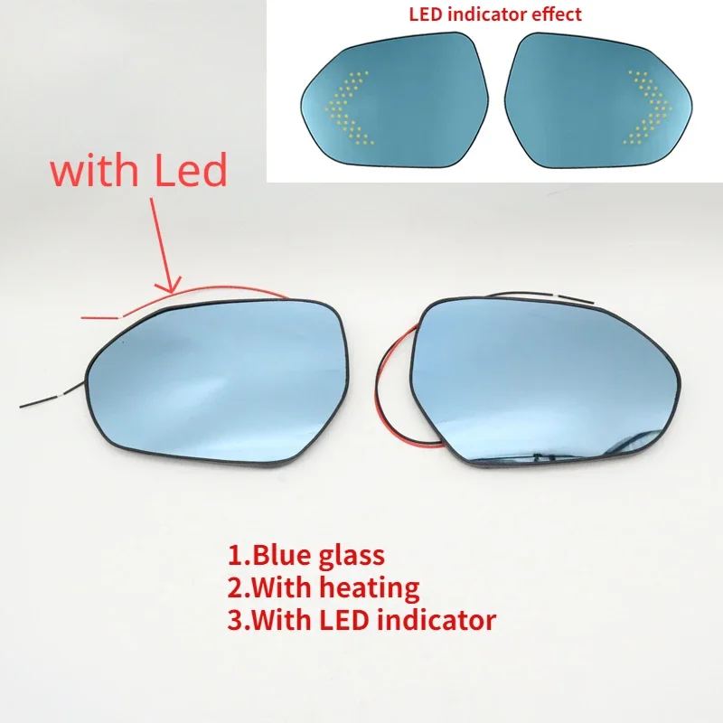 Car Rearview Side Mirror Blue Glass Lens With LED Indicator Anti-glare Heating For Toyota Camry V70 8th 2018-2021