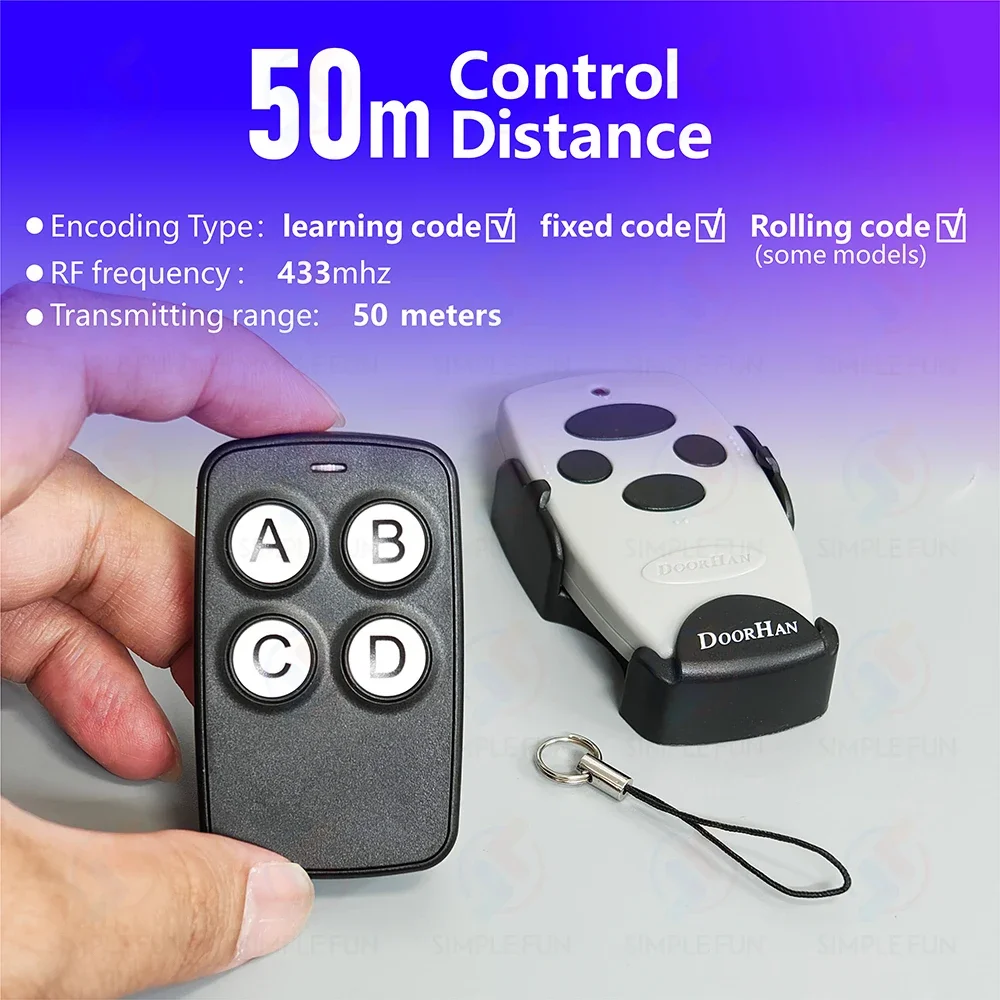 Copy Remote Control 433Mhz 4 CH Doorhan Nice Came CASIT Clone Transmitter Fixed Learning Code Duplicator for Garage Gate/Door