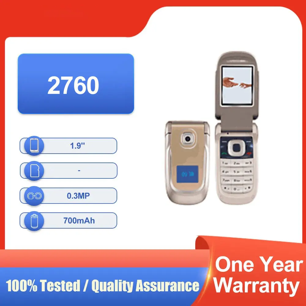 لوحة مفاتيح أصلية غير مقفلة 2760 بشريحة واحدة GSM 900/1800 بلوتوث 3GPP/MP4 للهاتف المحمول متعددة اللغات في حالة جيدة