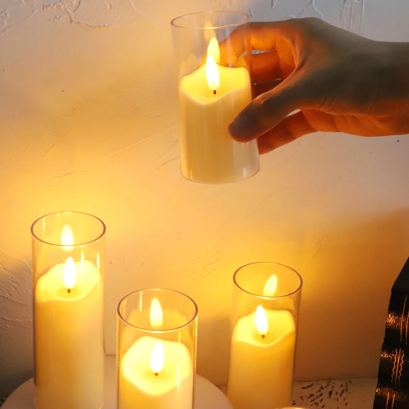 1/3Pcs Led Flameless Electric Candles Lamp Acrylic Glass Battery Flickering Fake Tealight Candle Bulk For Wedding Christmas