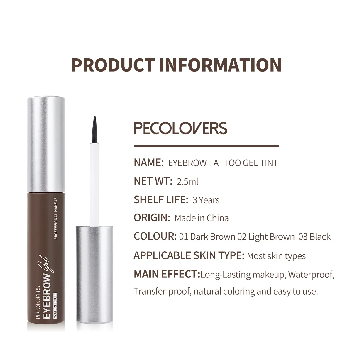 Tattoo Brow Peel Off Tint Eyebrow Gel Easy-to-Use Semi-Permanent Brow Dye Cream Sweatproof and Waterproof Long-Lasting Eyebrow