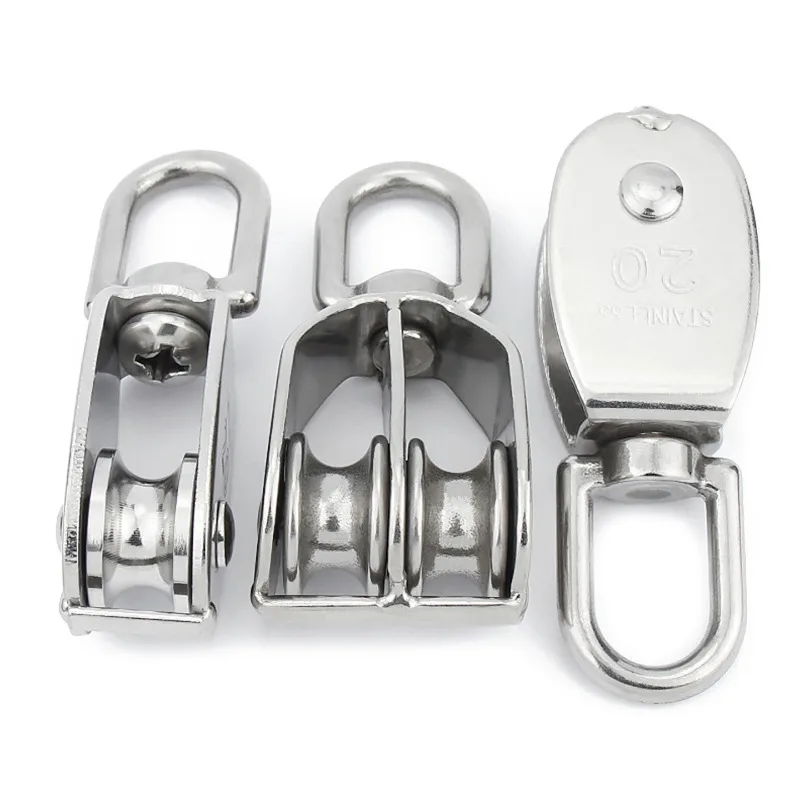304 Stainless Steel Fixed Pulley Block, Single & Double Sheave Lifting Rope Pulley For Wire Rope Traction Operation