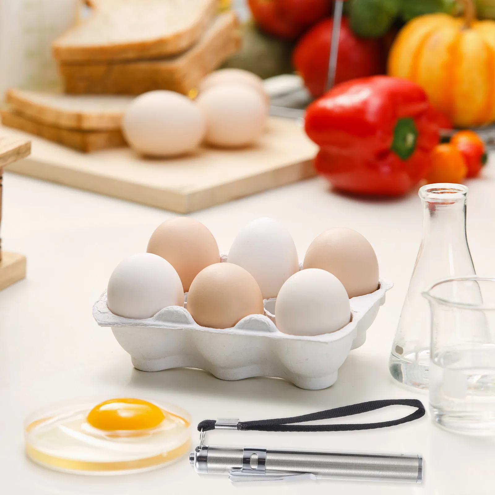 

Egg Candler Small Flashlight Silver LED Light Nylon Stainless Steel Egg Tester Incubation Checking Lamp Eggs Incubator Lamp