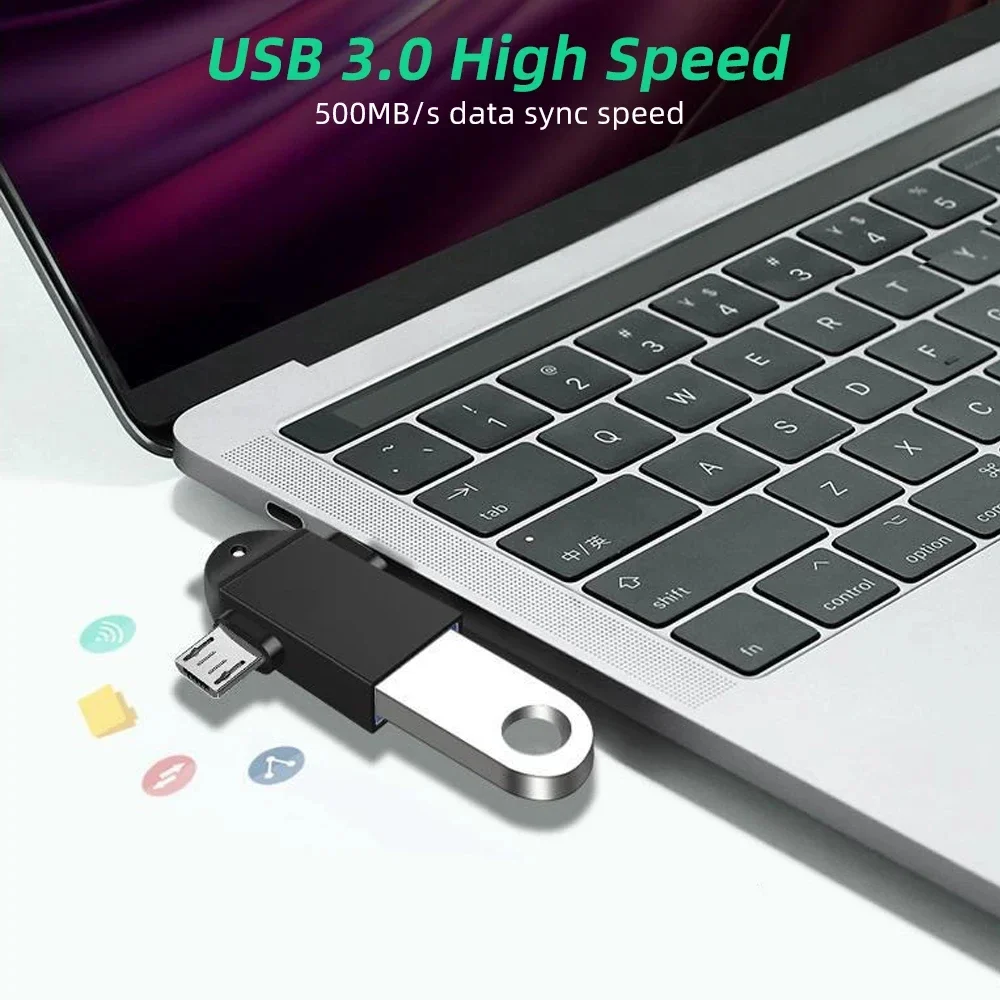 2-in-1 OTG Adapter Type C Micro USB to USB3.0 Female High Speed Data Transfer Connector for Phone Tablet Universal OTG Conver