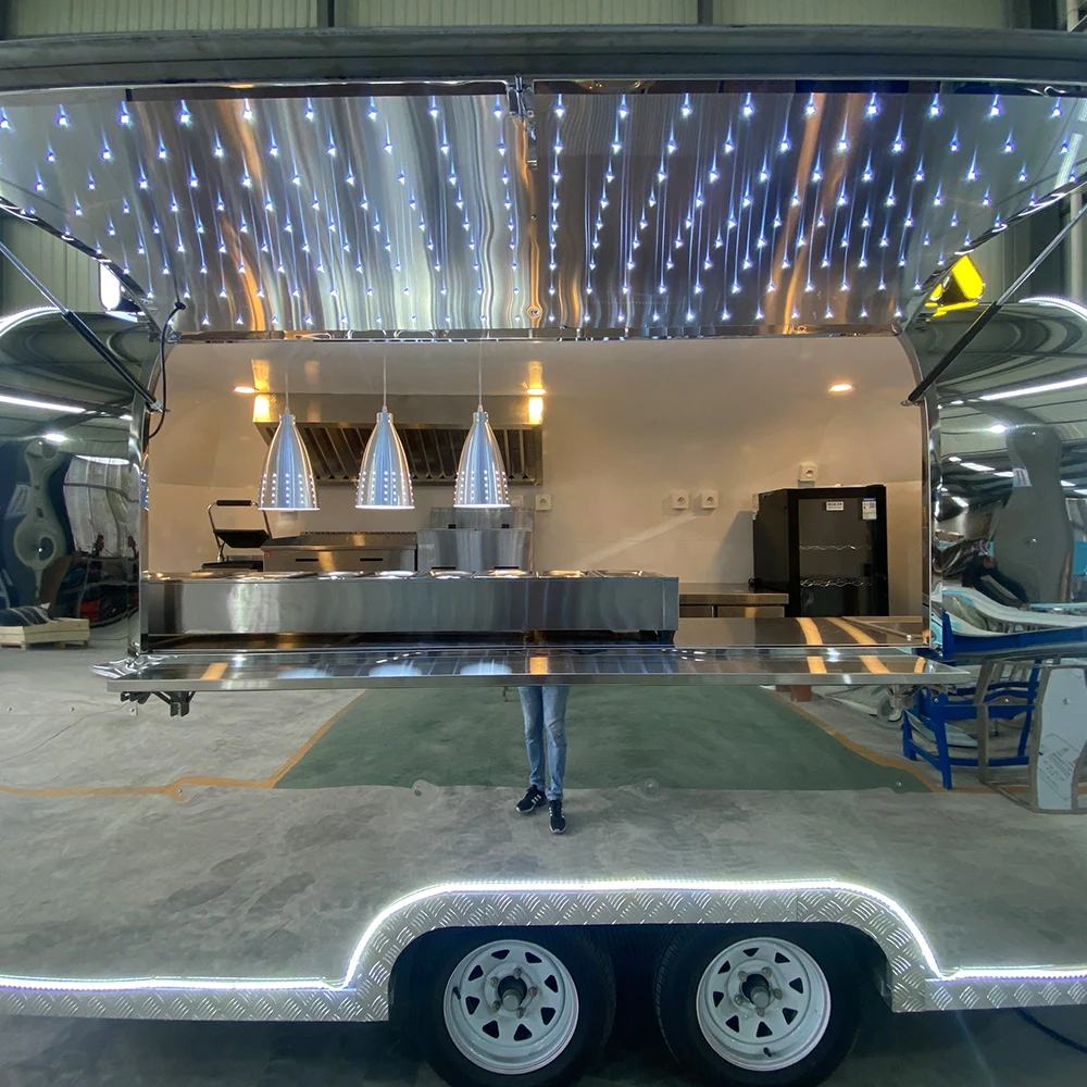 Stainless Steel Food Trailer Anti Rust Surface With Shelving Unit for Food Truck Business Outdoor Market Vending