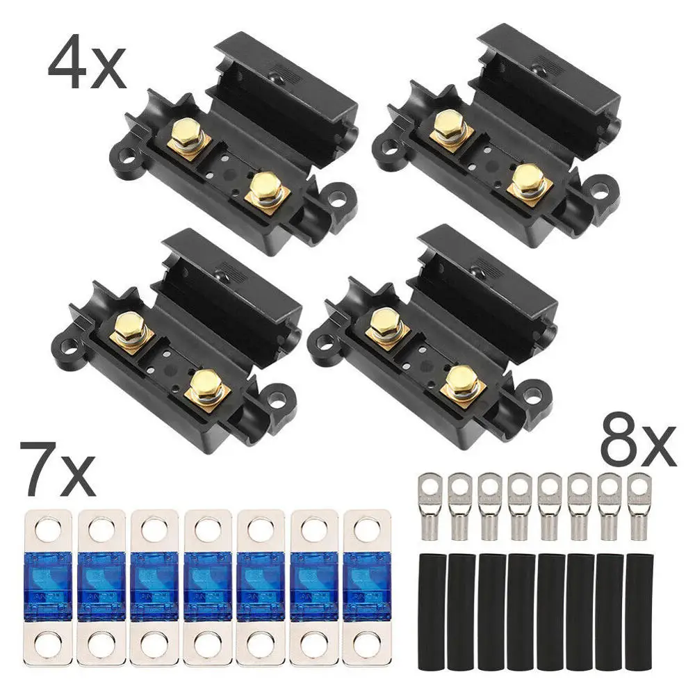 100A 50A Midi Fuse Holder Kit 4 ANS 7 x 50 AMP Fuses to suit Redarc BCDC Dual Battery Car Accessories For Camping Marine Caravan