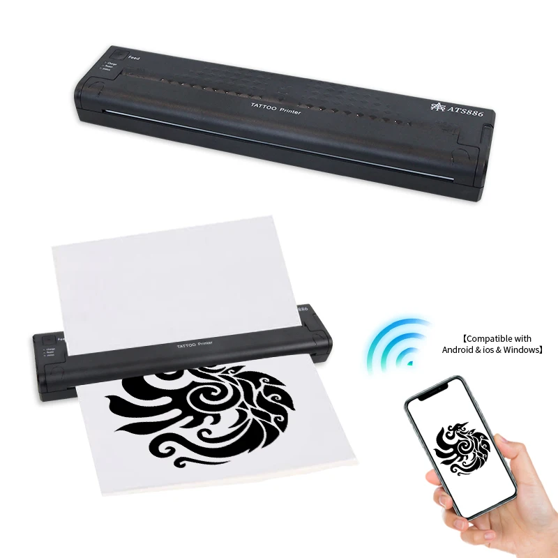 Tattoo Transfer Printer Machine ATS886 Wireless Bluetooth Thermal Stencil Printer For Tattoo Artists Professional Starter Kit