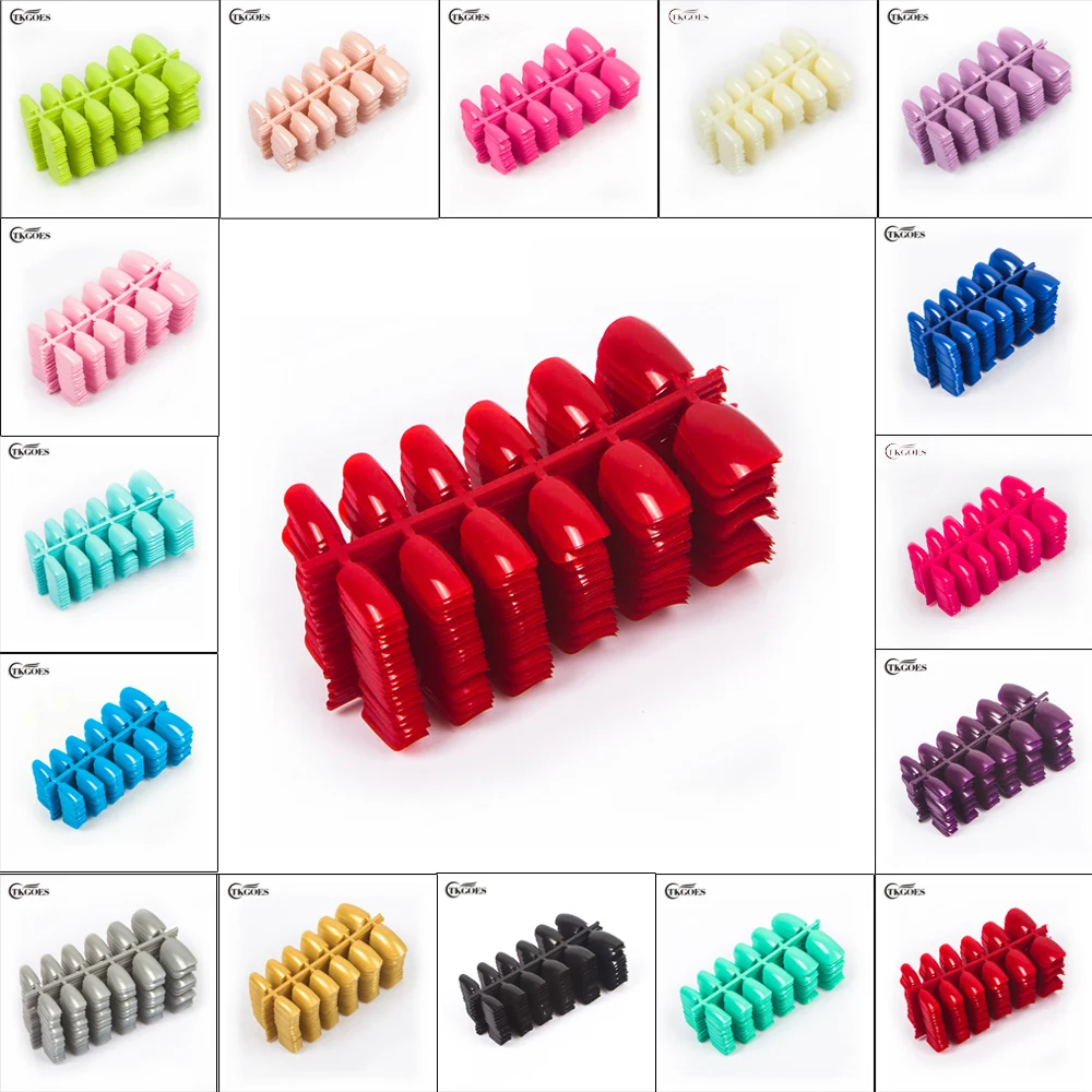 

20 Colors Optional 600pcs/pack Middle Length Suqare False Nail Tips Full Cover 10 Sizes With Extra Nr 5 and Nr 6