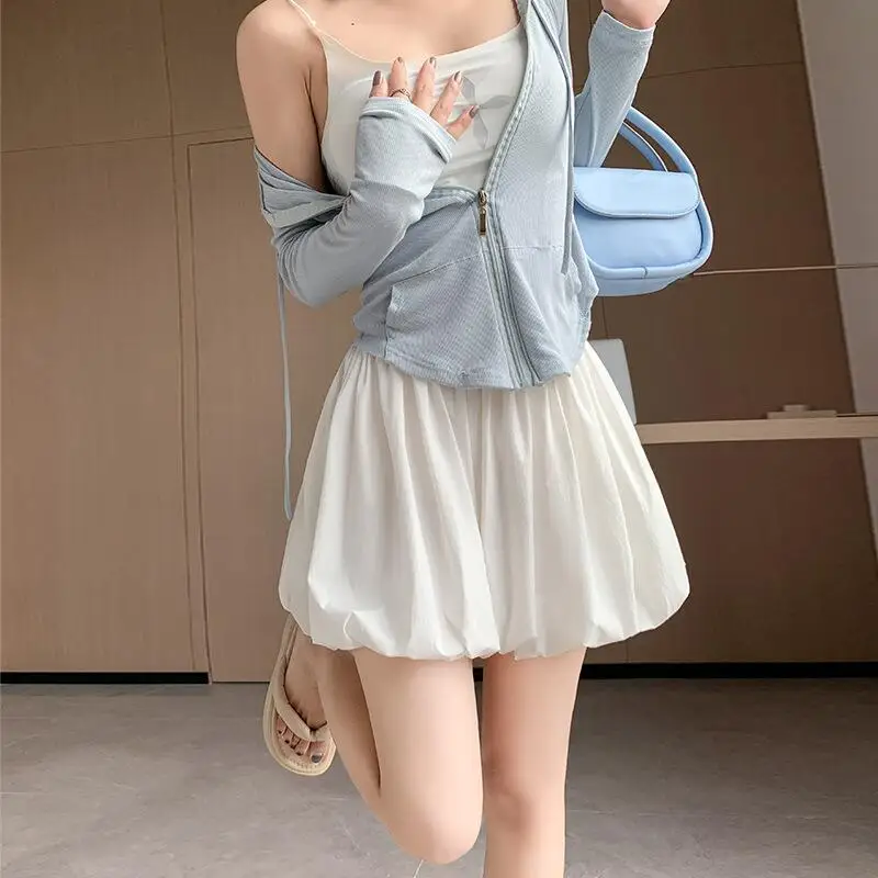 Sweet Women's Floral Skirt Pants New Summer Style High Waist Loose Wide Leg Three-Quarter Length Pants Casua Outer Wear Shorts