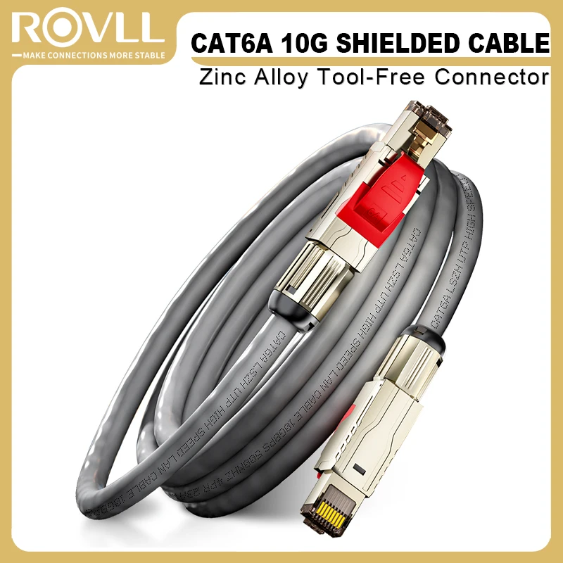 

Кабель Ethernet ROVLL Cat6A STP, высокоскоростной экранированный LAN-кабель 10 Гбит/с, интернет-кабель RJ45 для роутера, ПК, коммутатора