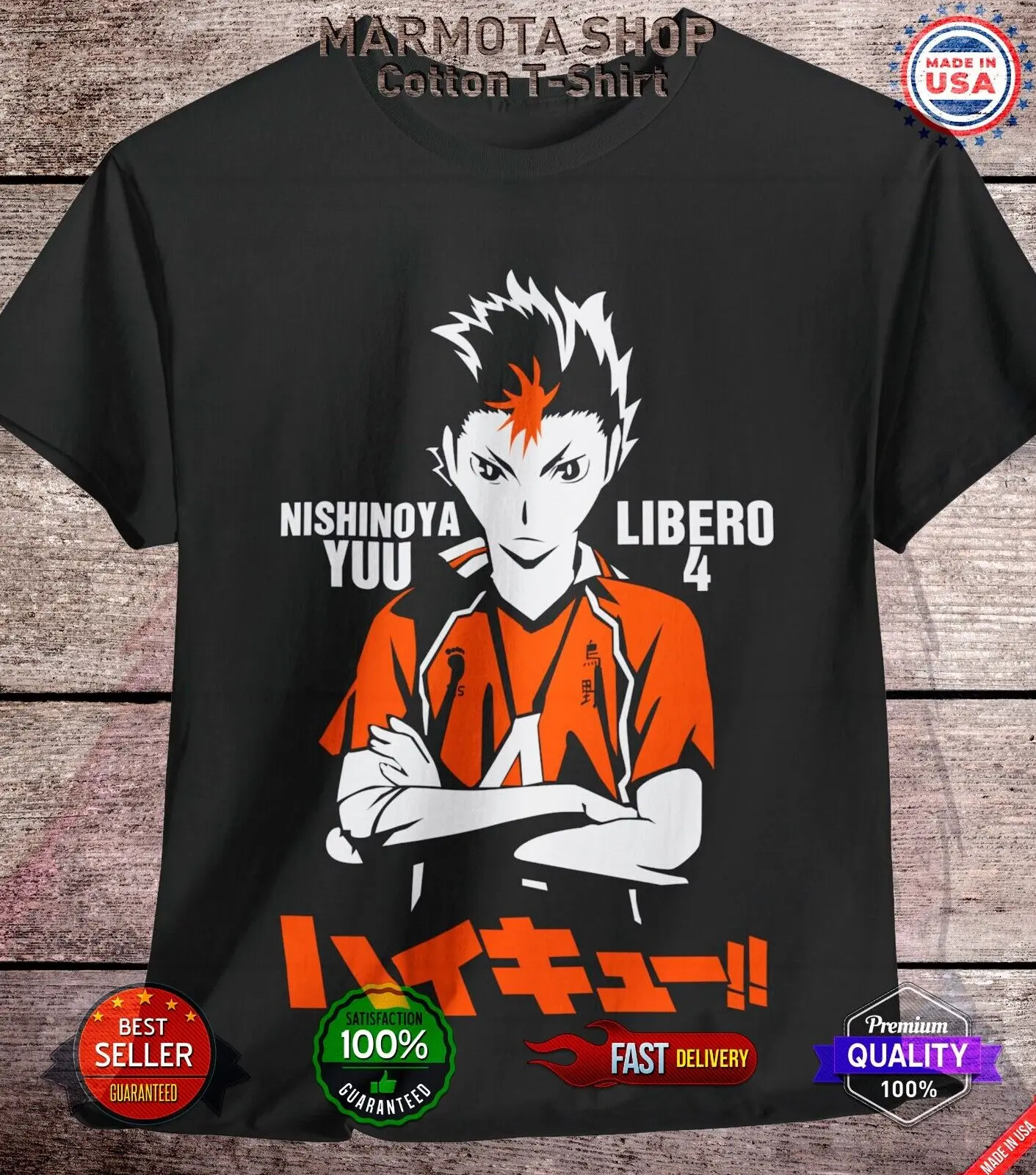 Nishinoya Yuu Haikyuu T-Shirt Anime Japanese Tee Shirt Volleyball Hinata Tobio