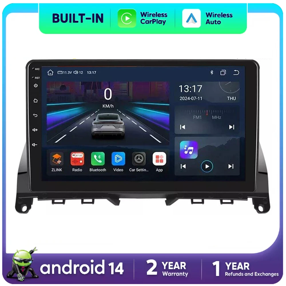 9 Inch Android 14 For Mercedes Benz C Class 3 W204 S204 2006 2007- 2011 Car Radio QLED 4G+WiFi Autoradio Video Multimedia Player