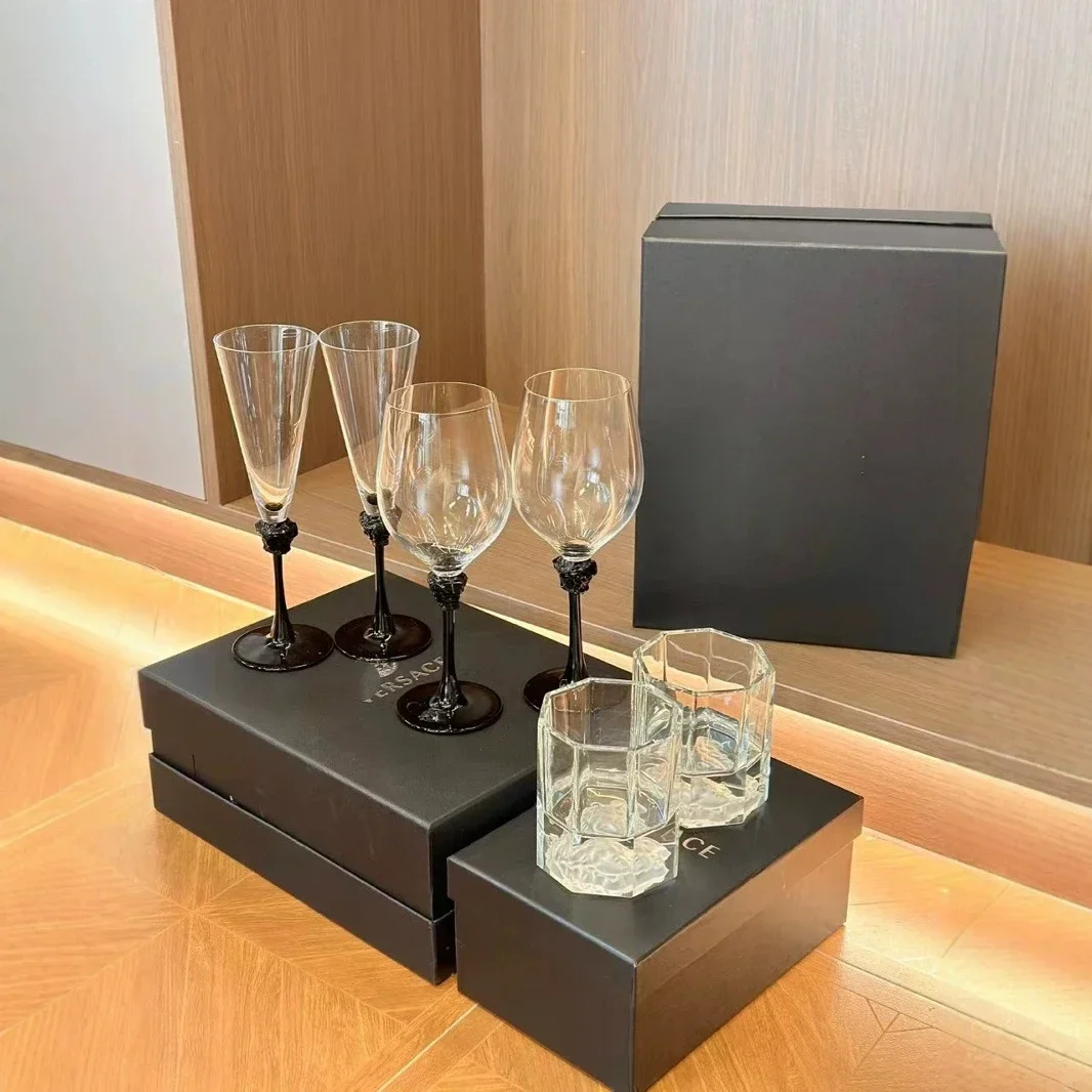 European Style Crystal Glass Red Wine Glass Gift Box Light Luxury Red Wine 2pcs Set Champagne Glass Highball Set