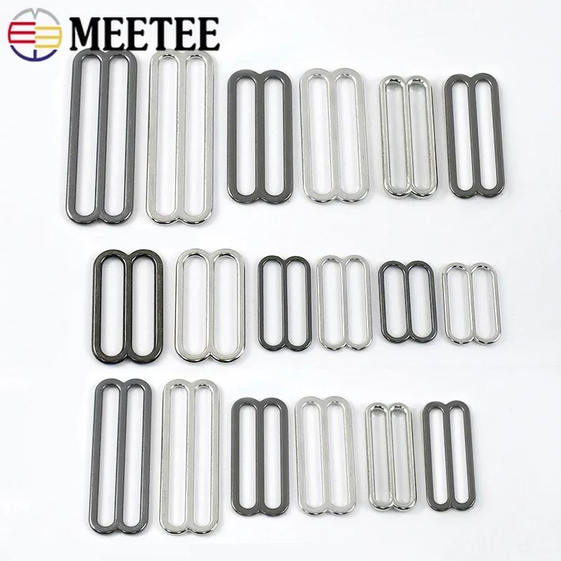 10/20/30Pcs 6-50mm Metal Slider Tri-Glide Ring Buckles for Bag Strap 8-shaped Clasp Webbing Belt Adjustment Hook Bra Accessories