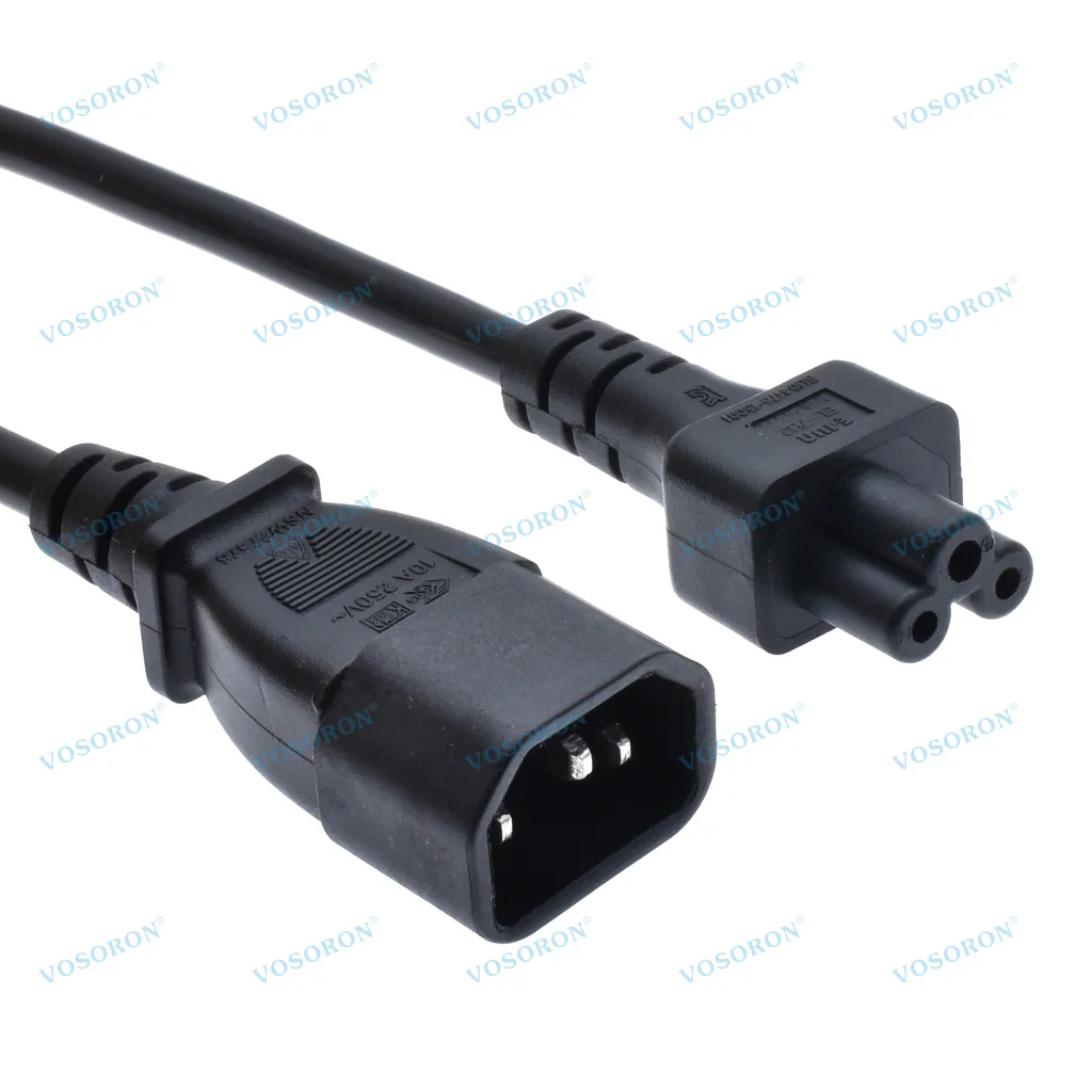C14 to C5 AC Cable,10A 125V IEC 3Pole Male to Female Power Adapter, C5 to C14 AC Converter for Laptop Receptacle Converter﻿﻿