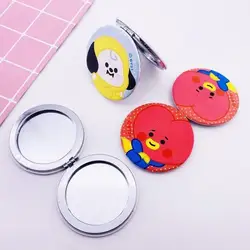 Kawaii Bt21 Folding Mirror Cute Cartoon Animal Mini Portable Mirror for Girls Daily Versatile Double-Sided Mirror Holiday Gift