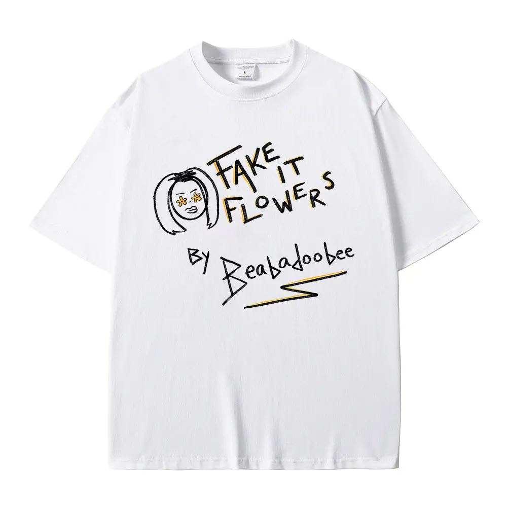 

Beabadoobee Fake It Flowers Album Merch T-shirt Men Women Fashion Oversized Short Sleeve Tee Shirt Male Casual Vintage T Shirts
