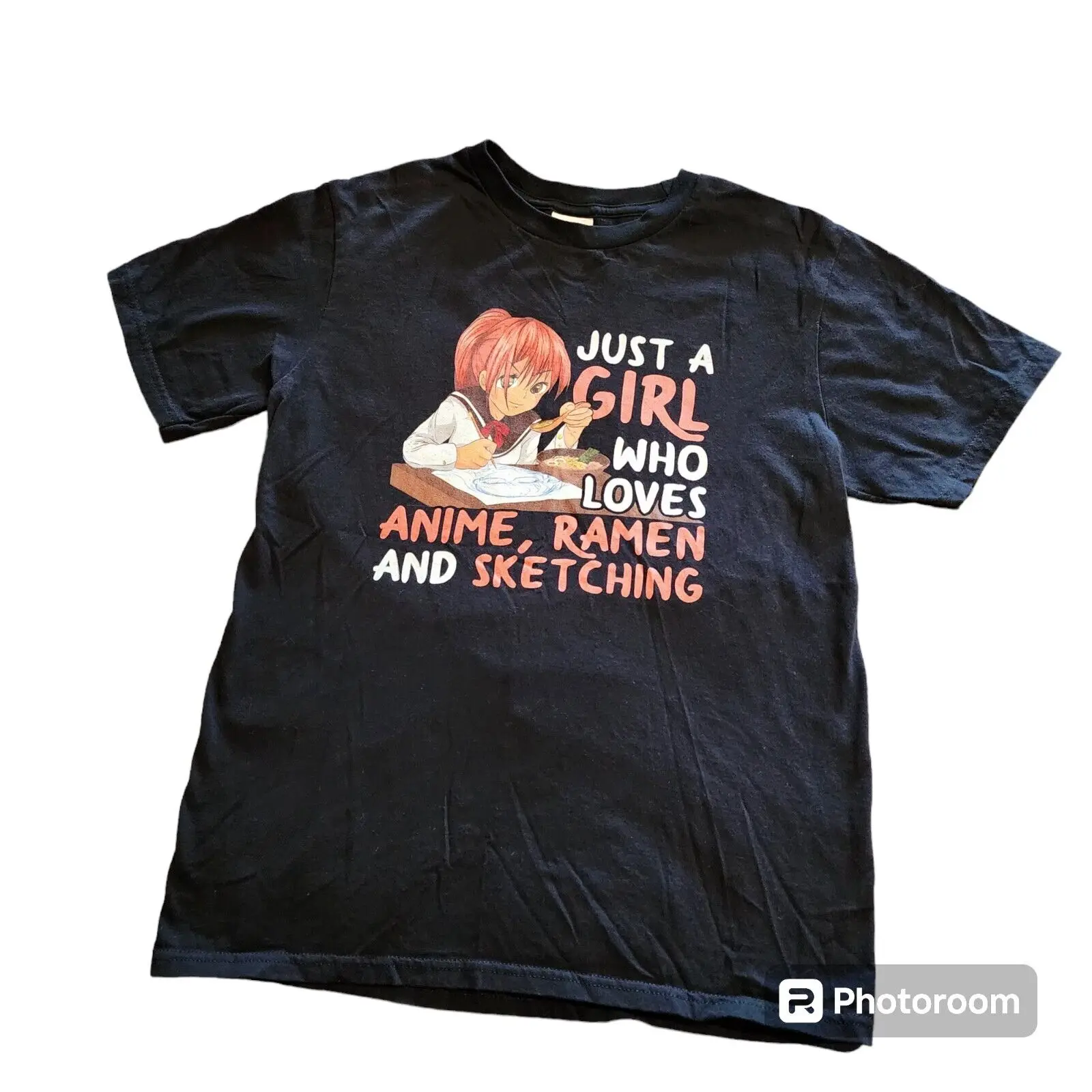 

Port & Company Girl's Youth Size L Just A Girl Who Loves Anime Ramen & Sketching