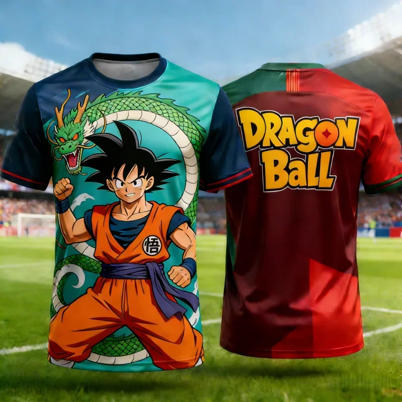 2026 Sommer Dragon Ball Retro Schnelltrocknendes Sport-T-Shirt, Goku & Shenron Aufdruck, Erwachsenen- & Kinder-Outdoor-Sportoberteil mit Kurzen Ärmeln Y2k