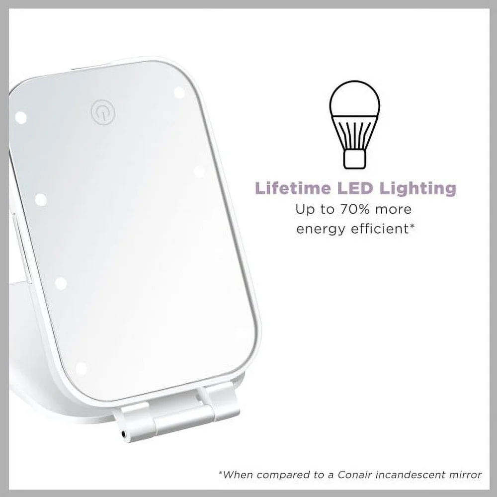 Компактное зеркало с сенсорным экраном со светодиодной подсветкой и 1-кратным 3-кратным увеличением, на батарейках, отдельно стоящий ручной инструмент для красоты, для путешествий