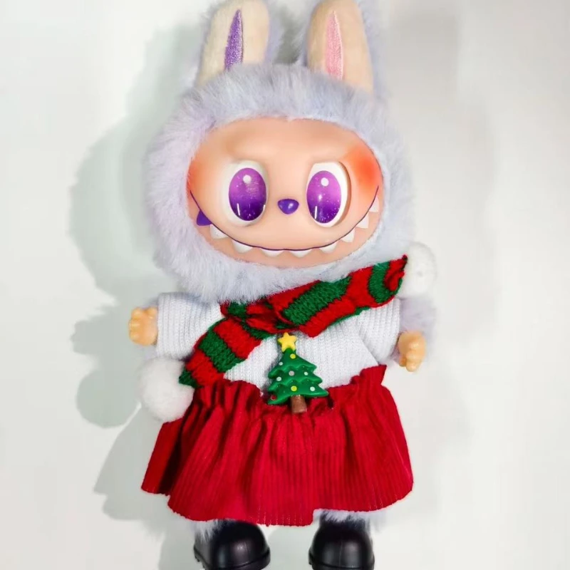 

Кукольная одежда для 15-17 см, одежда Labubu, веселая рождественская шапка, шарф, комплект с изображением лося и снеговика, мини-плюшевый аксессуар для куклы, новогоднее платье, подарок