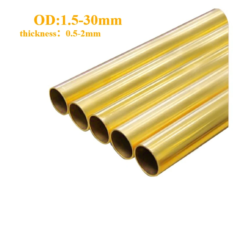 

H62 Brass tube 0.5-2mm wall thickness 1.5-30mm OD 500mm length brass pipe Straight tubing copper Seamless Round Pipe tube