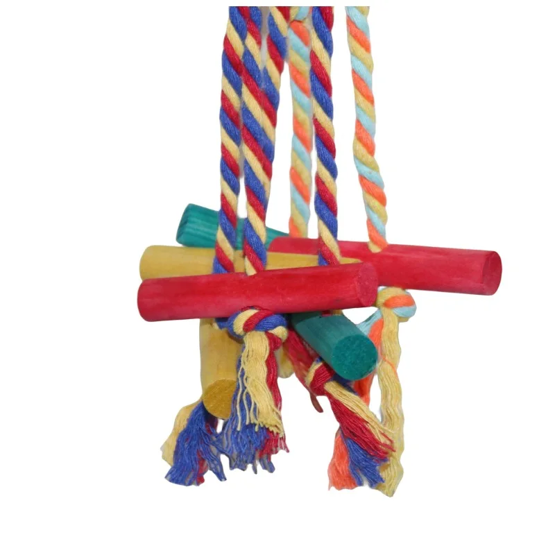 

Bird Toys Parrot Toys Cotton Rope Colourful Beads Wooden Block Nibbling String Relieve Biting Bird Toys Bird Pet Products