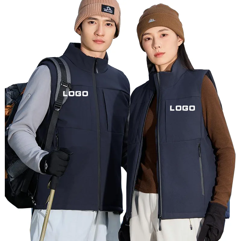 Custom Men's And Women Thicken Vests Windproof Waterproof Sleeveless Jackets Print logo Coat Down Cotton Warm  Casual Outerwer