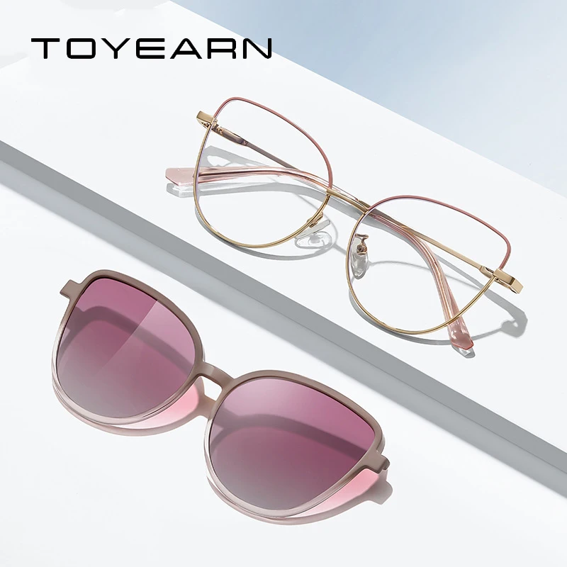 

TOYEARN Magnetic Clip-On Polarized Sunglasses Women Reading Glasses Myopia Hyperopia Prescription Optical Eyeglasses Frame