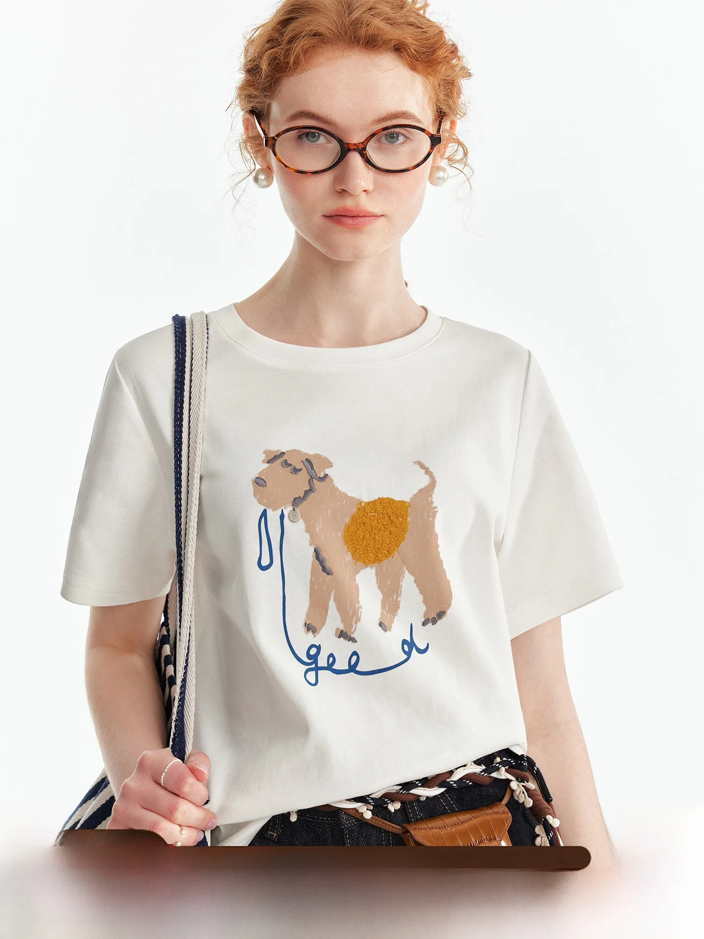 

Вязаный крючком хлопковый топ ручной работы с принтом собаки, свободного кроя, для женщин, летний, повседневный