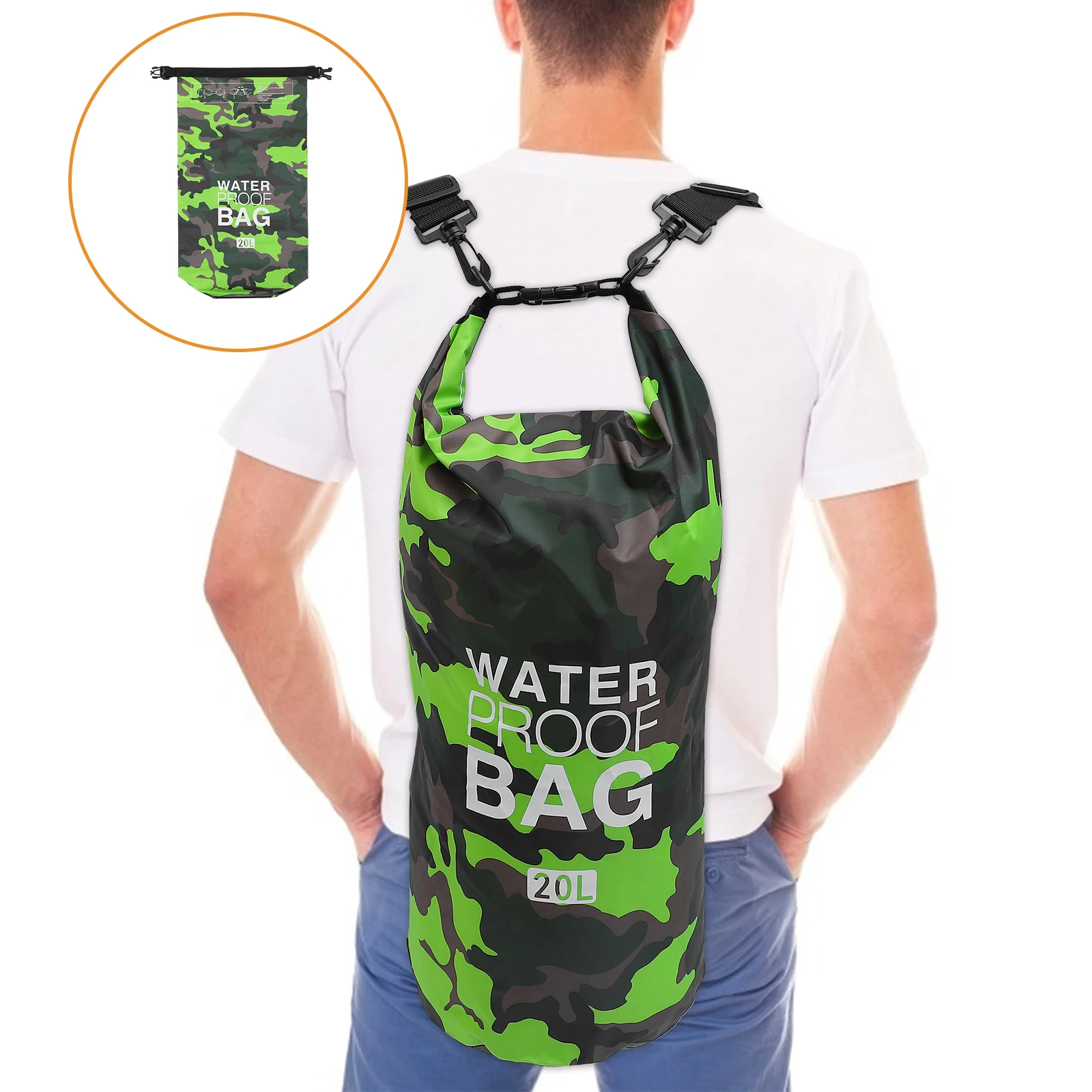 

1pc Waterproof PVC Bucket Bag Lightweight Portable Outdoor Travel Beach Camping Storage Pouch Large Capacity Dry Bag for Hiking