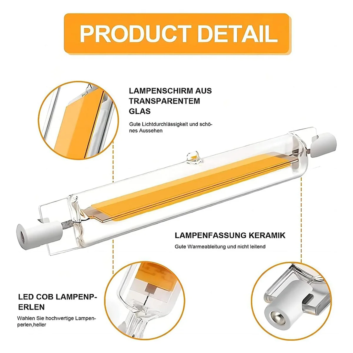 Bombillas LED R7S 118 mm 20 W, repuesto para halógeno de 200 W