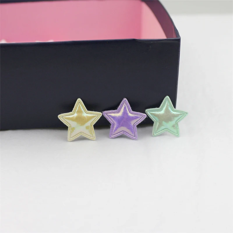 80Pcs 25mm Brightening Star Padded Applique for Handmade Hat Clothes Sewing Patches DIY Headwear Clips Bow Decor Accessories Art