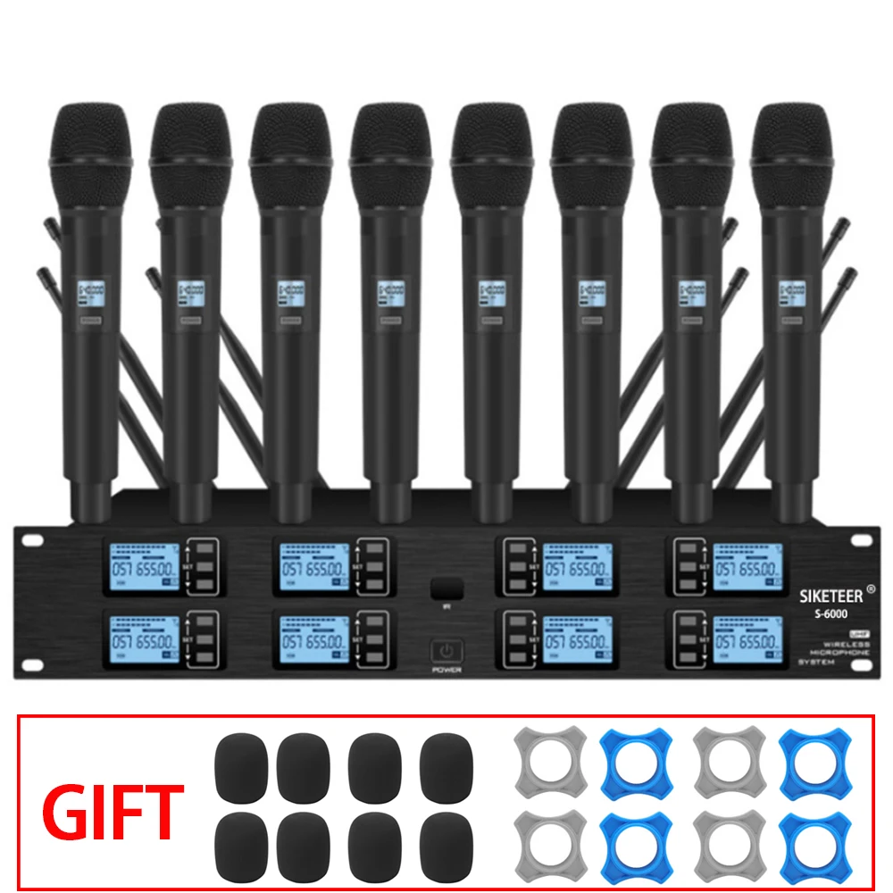 

Professional Wireless Microphone Handheld Headphone Microphone for DJ Karaoke Party Performance Church 8 Channel Microphone UHF